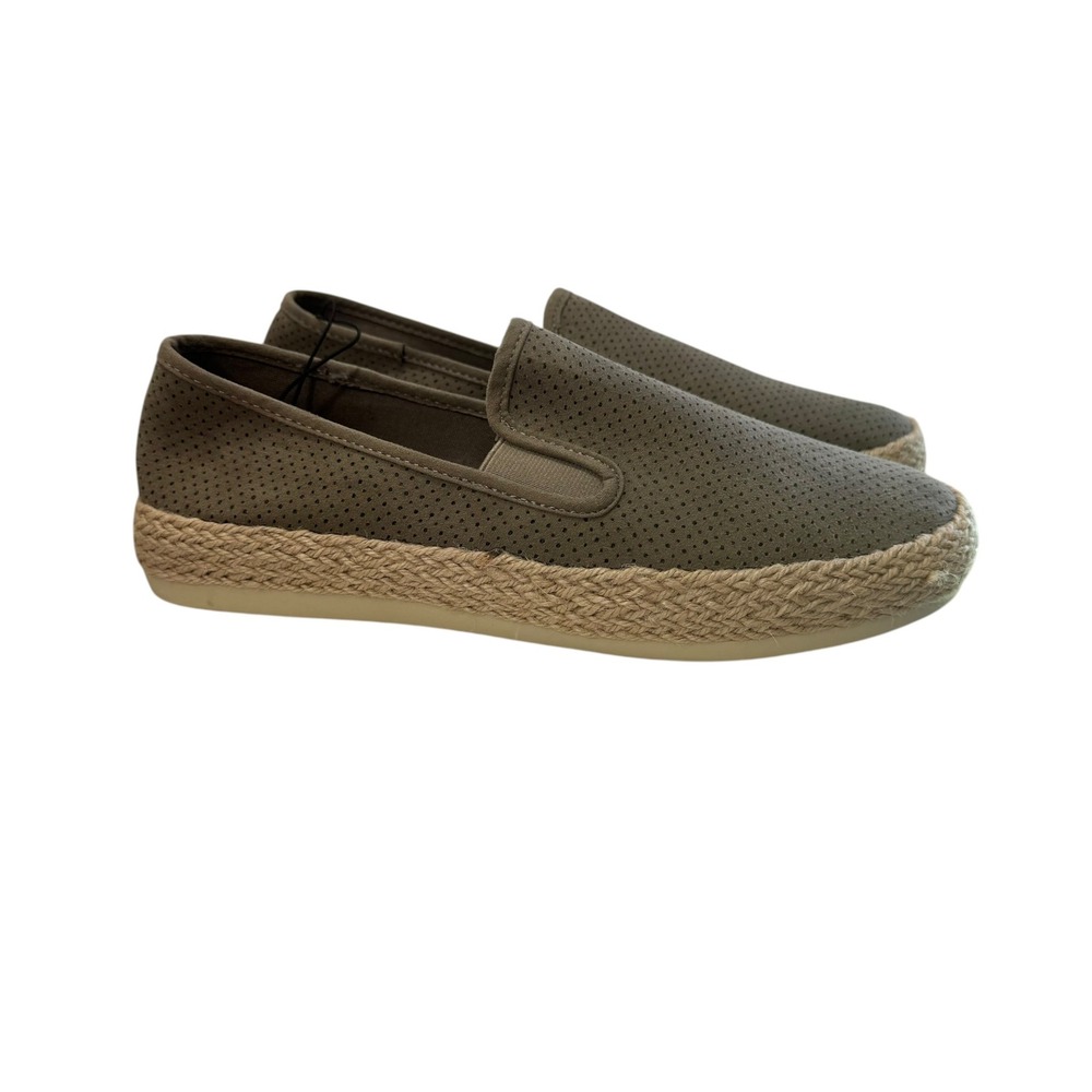 Esprit Maxine Olive Green Perforated Espadrille Slip On Sneakers Womens 10M
